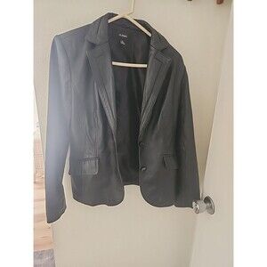 Alfani 2 Button Black Leather Jacket - Size Women's Medium